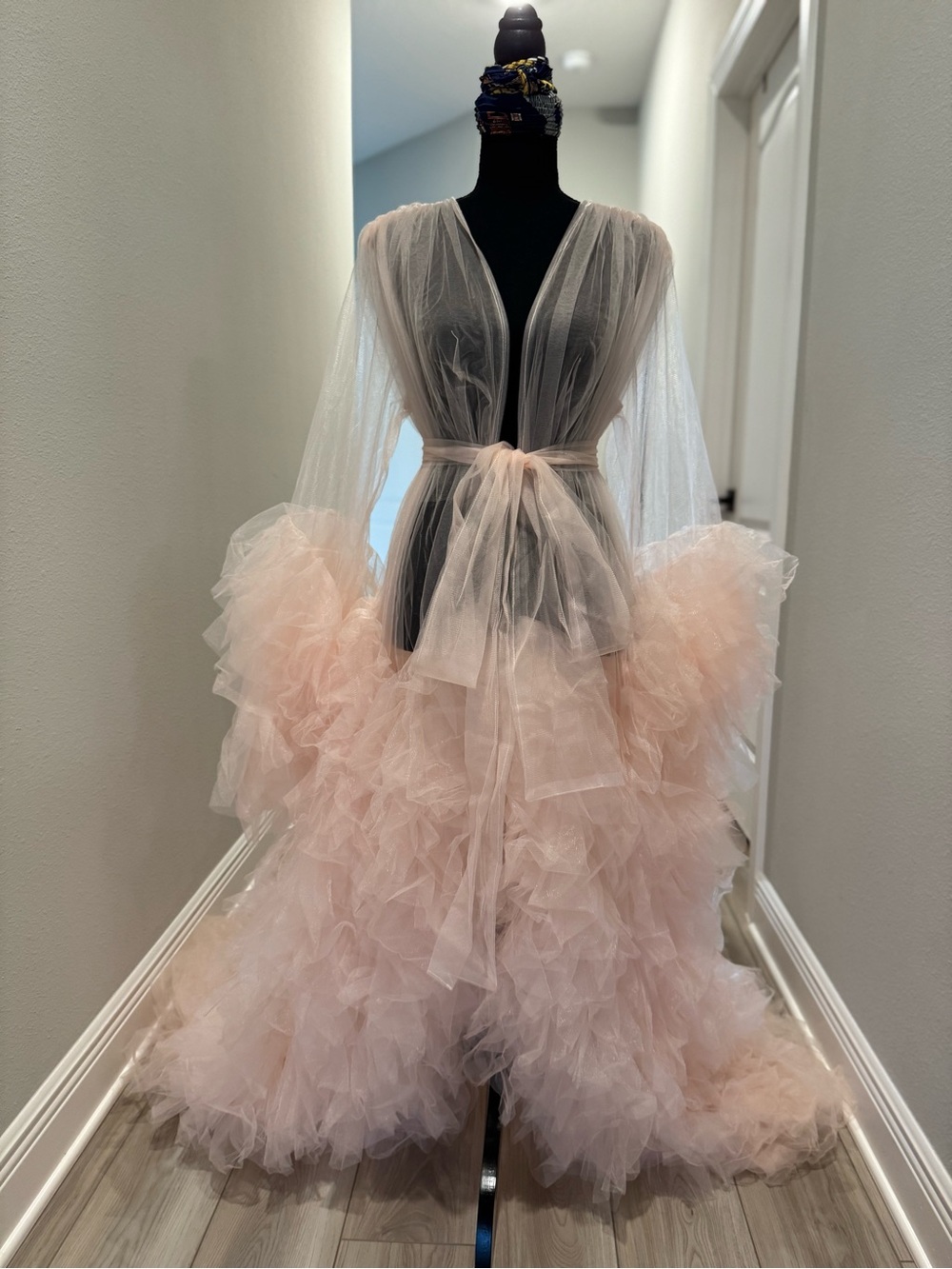 Soft Blush Ruffle Tulle Maxi for Bridal Photoshoot - Picture 8 of 12